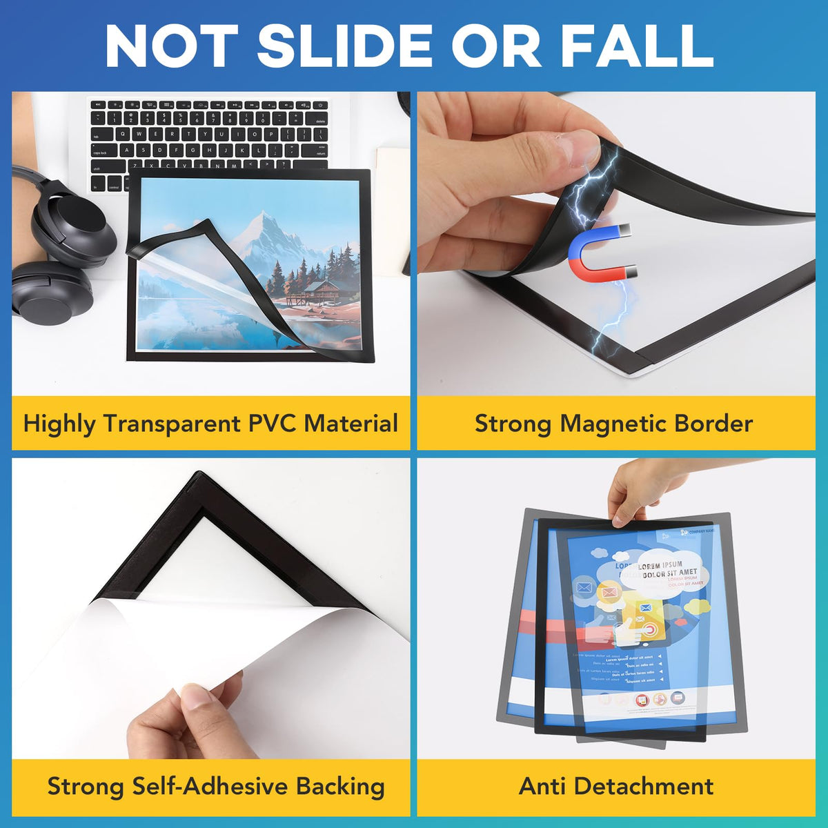 YixangDD 10 Pack Magnetic Sign Holder 8.5 x 11, Magnetic Paper Holder 8.5"x11" 10 Pack