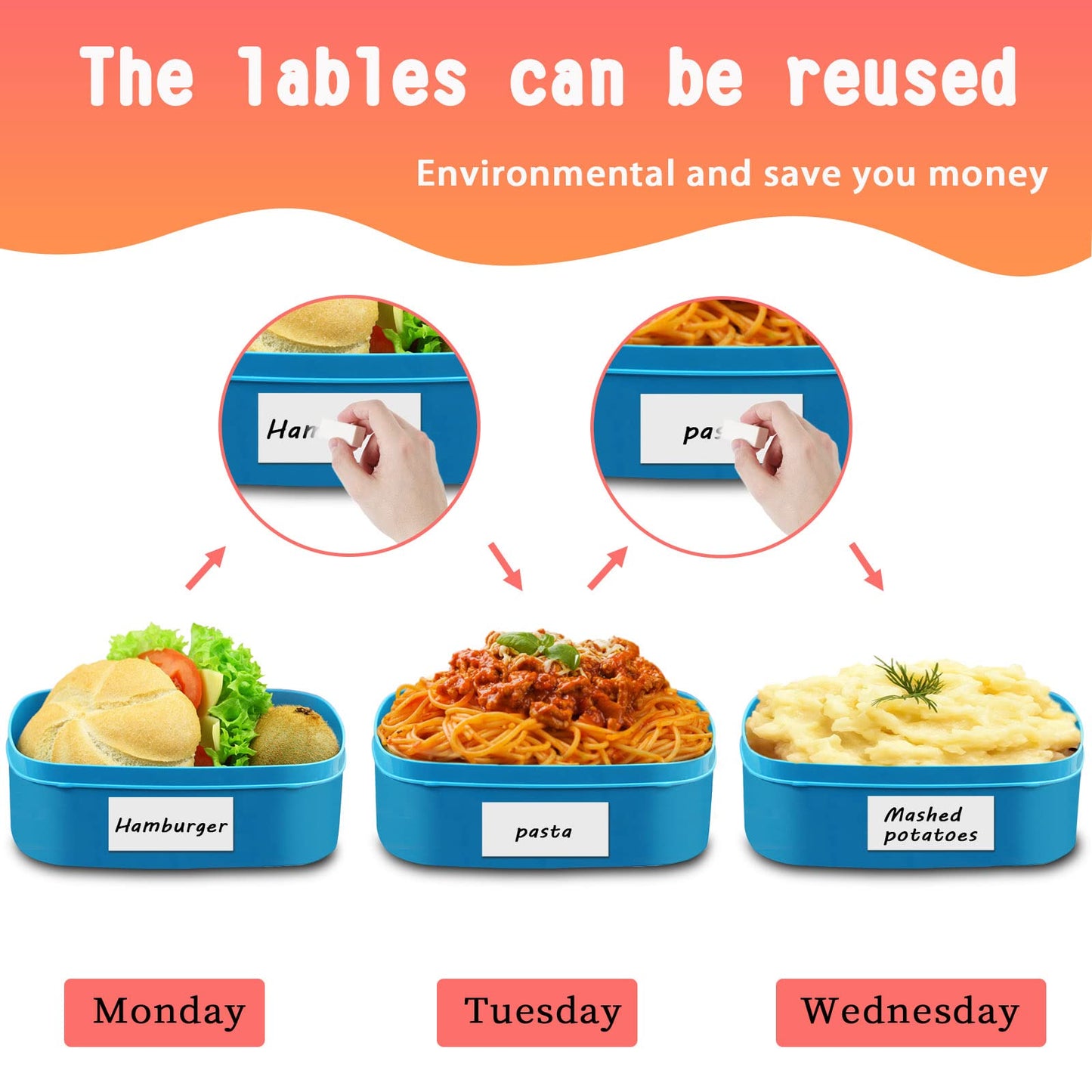280 Pcs Waterproof Label Stickers for Food Labels,Spice Jar Labels,Kitchen Labels Stickers Pantry Labels,Labels for Food Containers,Reusable Erasable Lables Stickers -3 Different Size