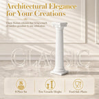 DECHOUS Roman Column Cake Pillars, White Plastic, 8 Pack