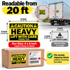 100 Caution Heavy Shipping Labels, 4 x 6 Inch 4x6