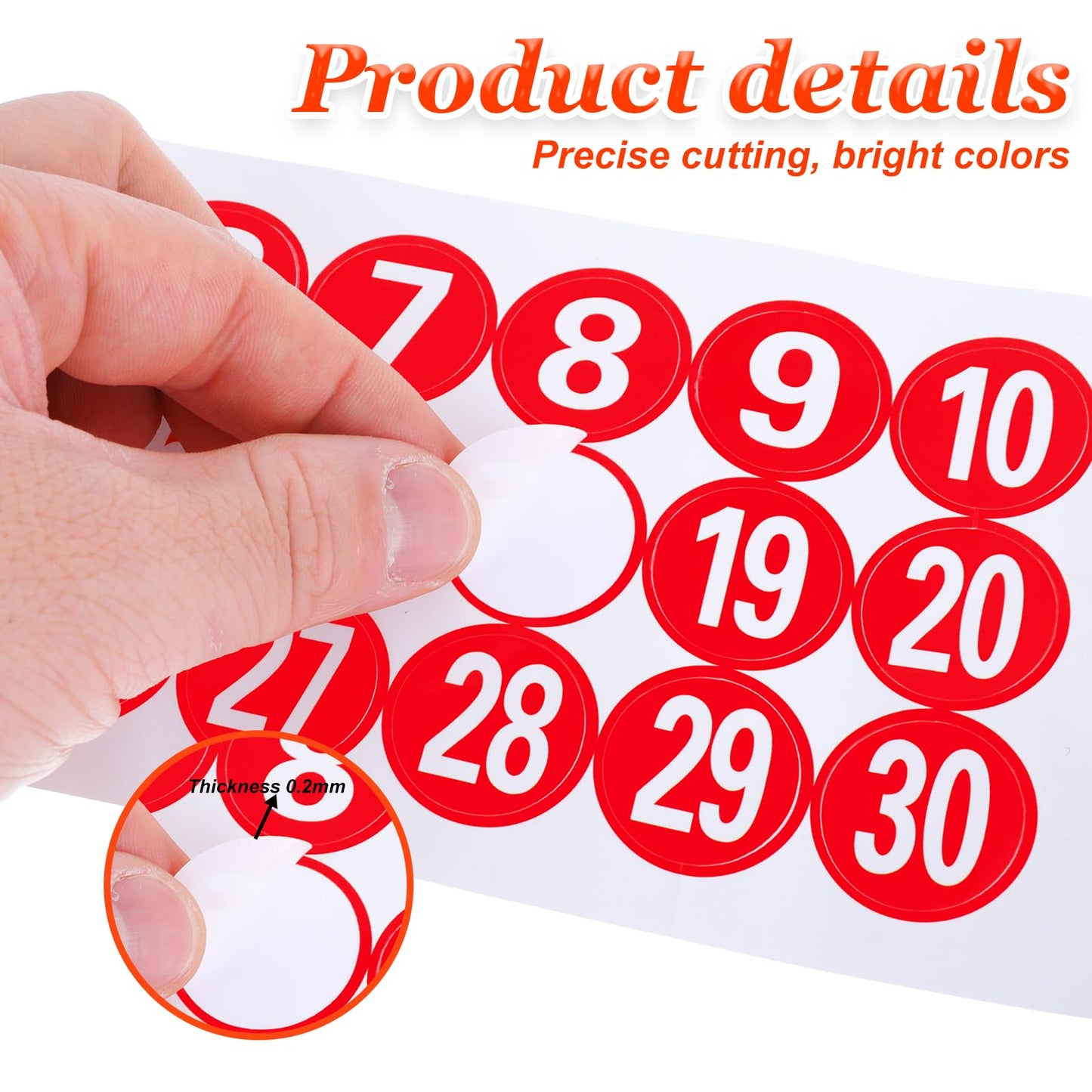 Circle Vinyl Number Stickers 1-30, 1 Inch Consecutive Number Labels Stickers Self-Adhesive Stickers Anti-Fading Waterproof Label Decals for Inventory, Storage, Home and Office Organizing(Red)