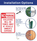 4 pack No Parking Sign, Violators Will Be Towed Away at Vehicle Owners Expense, 14 X 10 Reflective .40 Rust Free Aluminum, UV Protected, Weather Resistant, Waterproof, Durable Ink，Easy to Mount No Parking Sign, red-and-white - 4 Pack