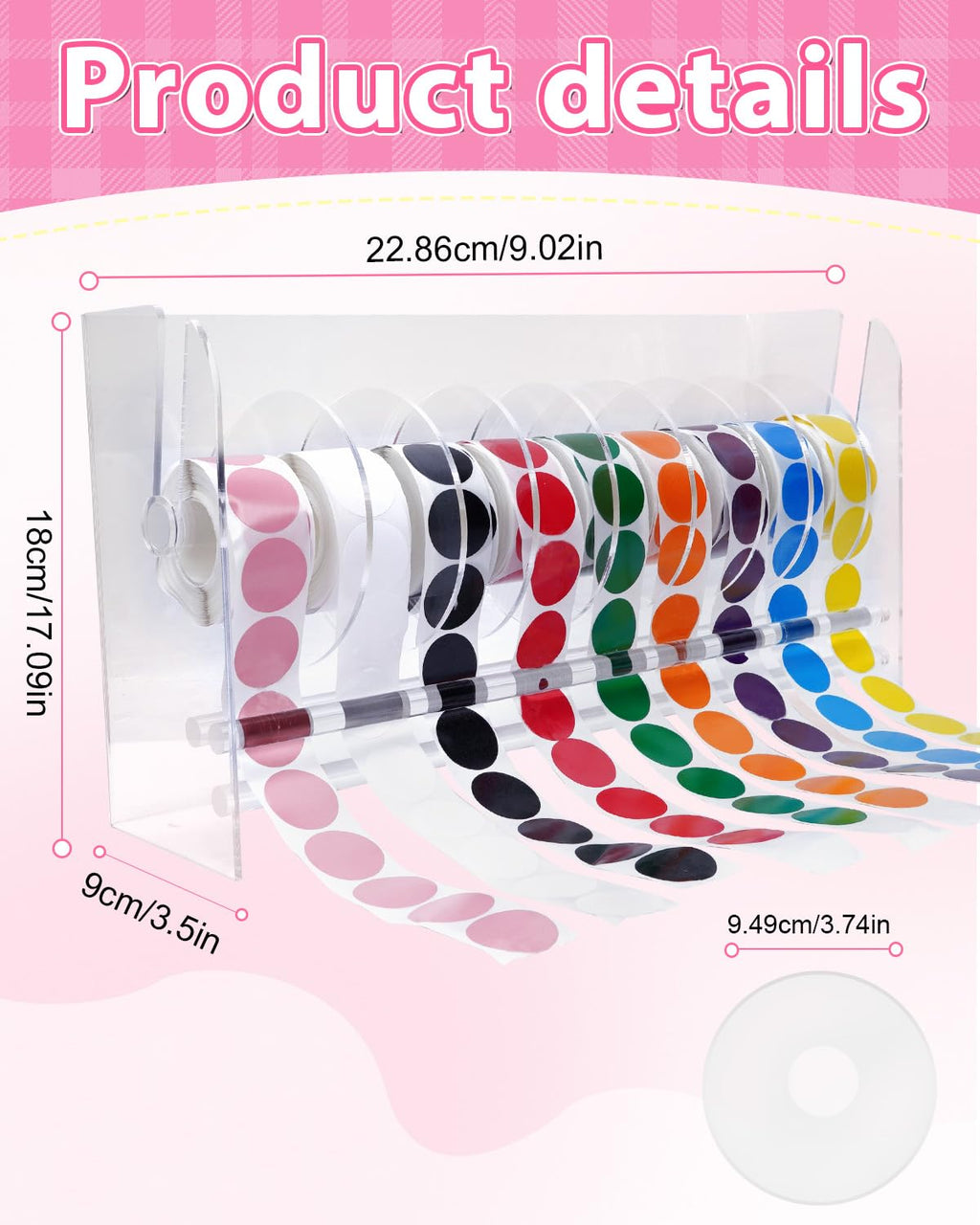 UCEC 9 Disks Sticker Roll Dispenser, Acrylic Label Sticker Holder