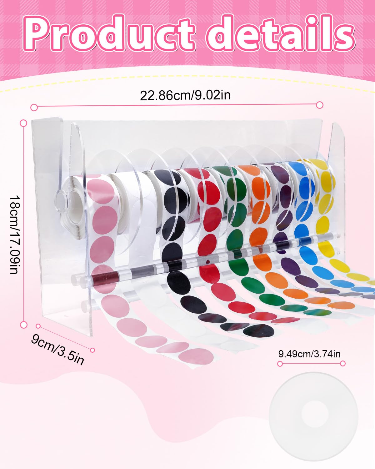UCEC 9 Disks Sticker Roll Dispenser, Acrylic Label Sticker Holder