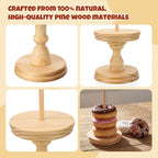 Gerrii 3 Pcs Wooden Donut Stand for Dessert Table 19.5"/17"/14.6" Farmhouse Unfinished Wood Donut Holder Display Stacker Detachable Rustic Dessert Table Tower for Birthday Party (Wood, Brown)