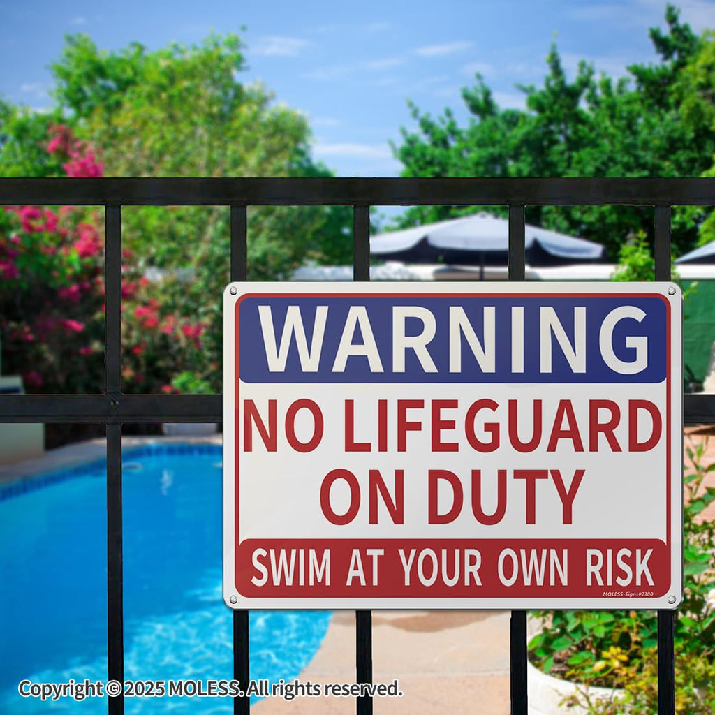 14x10″ Pool Safety Signs, Pool Signs for Outside, 2 Pack, PSP-2302 NoLifeguard & AttendChildren