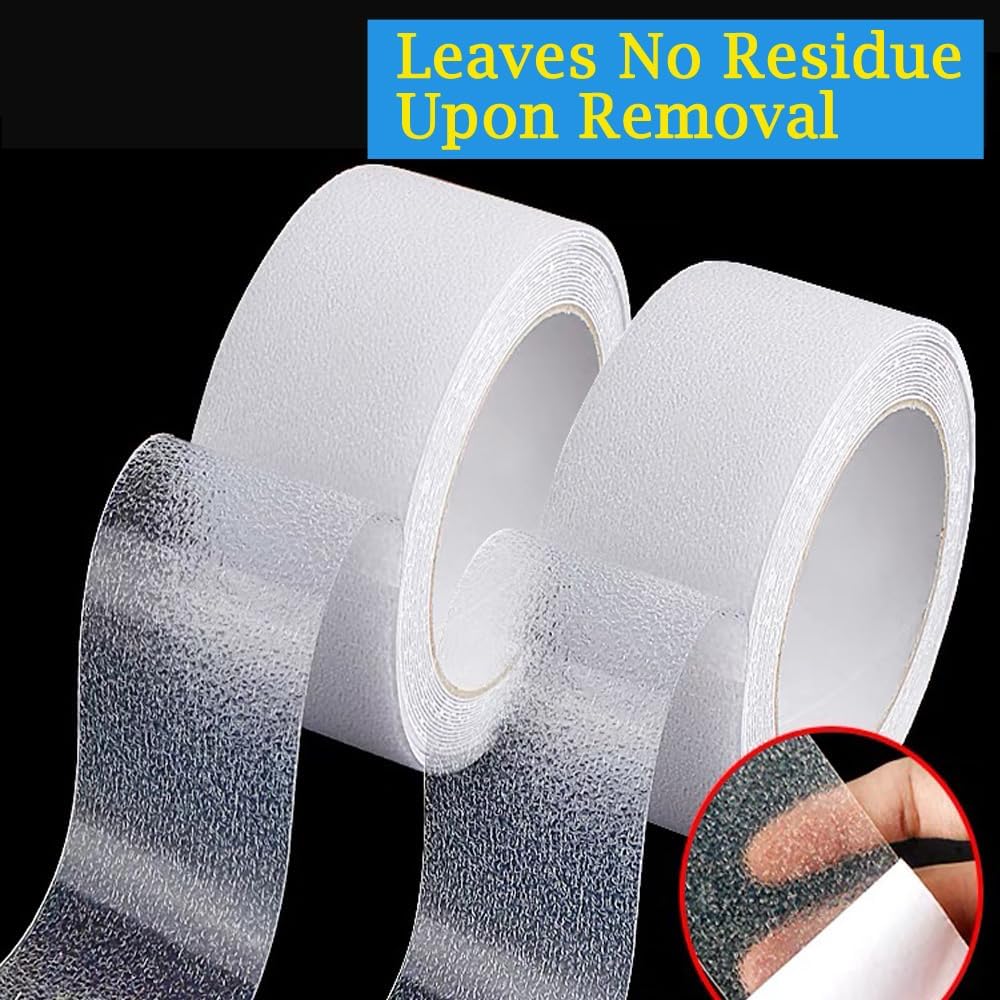 Transparent Anti Slip Rubber Tape, 2inch x 20 feet Ultra-Thin Strong Waterproof, Heat-Resistant and wear-Resistant pad, Soft, Suitable for Barefoot