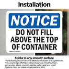 (2 Pack) Do Not Fill Above Top Of Container OSHA Notice Sign 10 Inch X 7 Inch Vinyl Label Decal Sticker Weather Resistant, UV Protected for Workplace, Business, and Construction Site, Made in the USA Vinyl Decal
