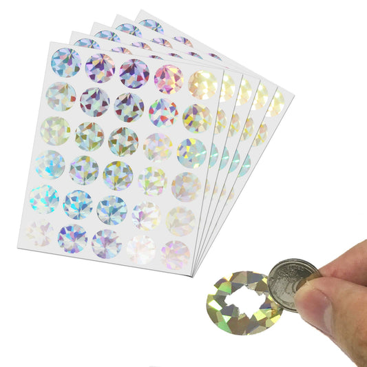 150 Pack, 1" Holographic Shiny Scratch Off Stickers Labels - Round