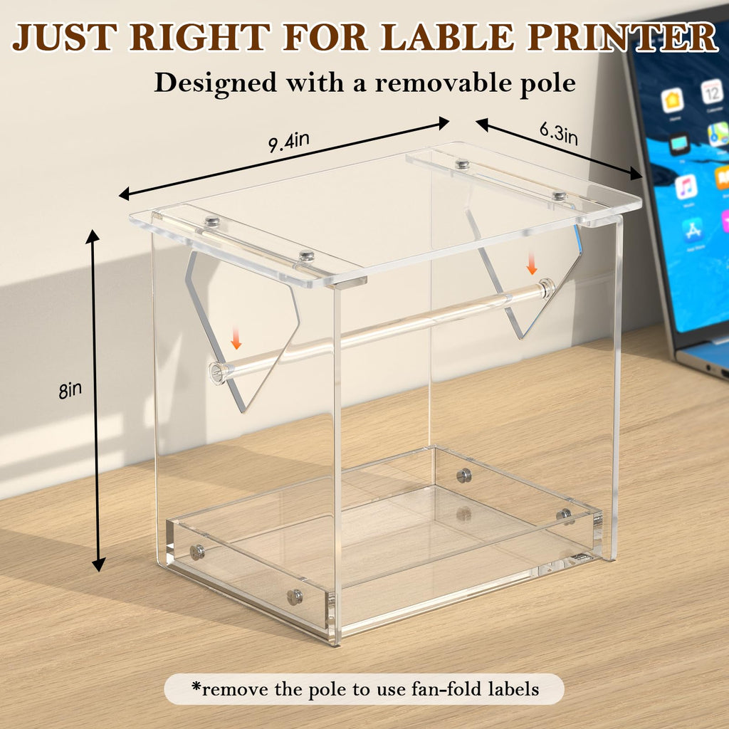 Acrylic Label Roll Holder for Thermal Printer Desktop Stand Transparent