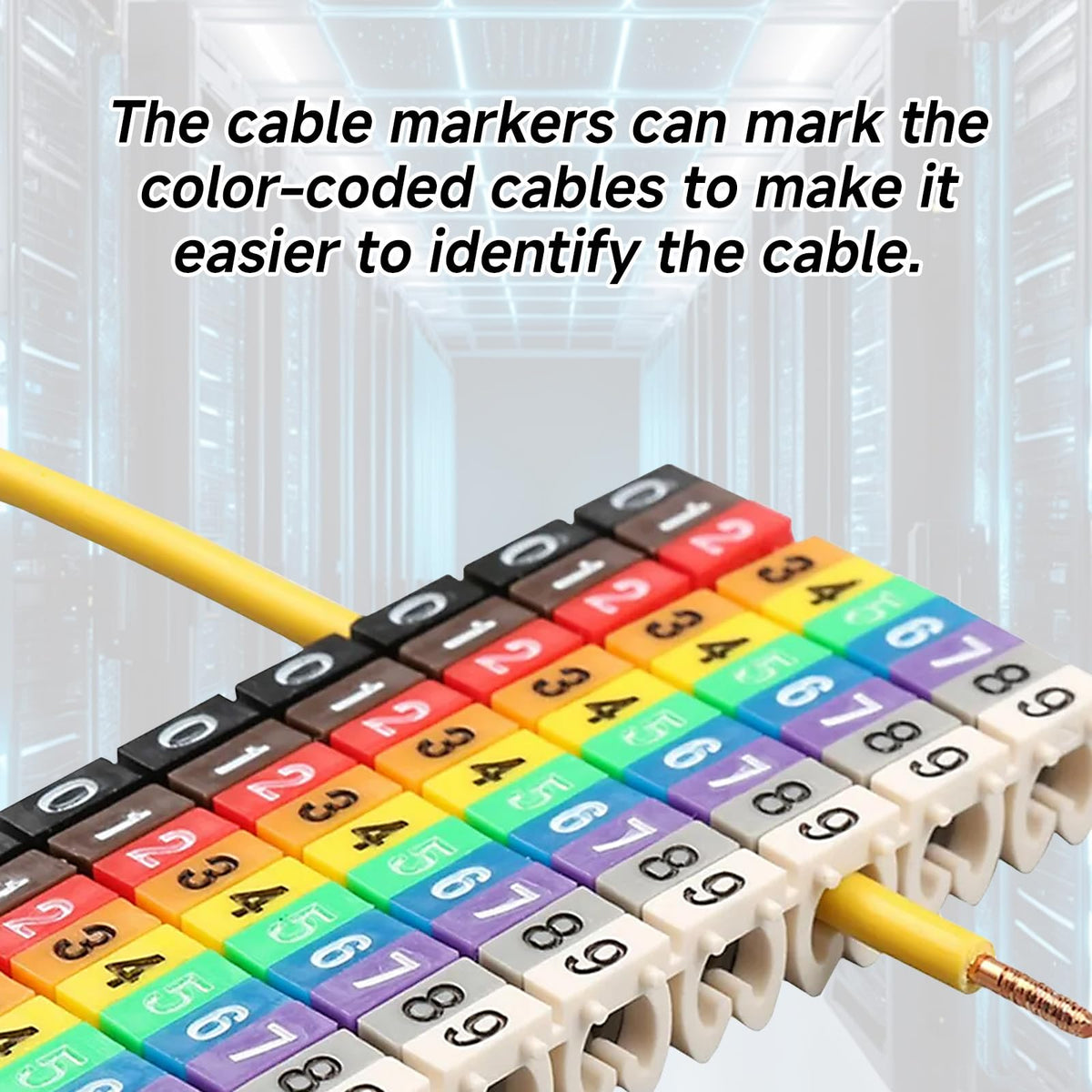 Wire Number Labels, 0.2 x 0.1in Colorful Wire Number Tube Cable Marker, Digital Number Clip on Wire Marker, Plastic Wire Numbering Marker for Wires Management, 100Pcs 100PCS 14AWG 2.5mm²