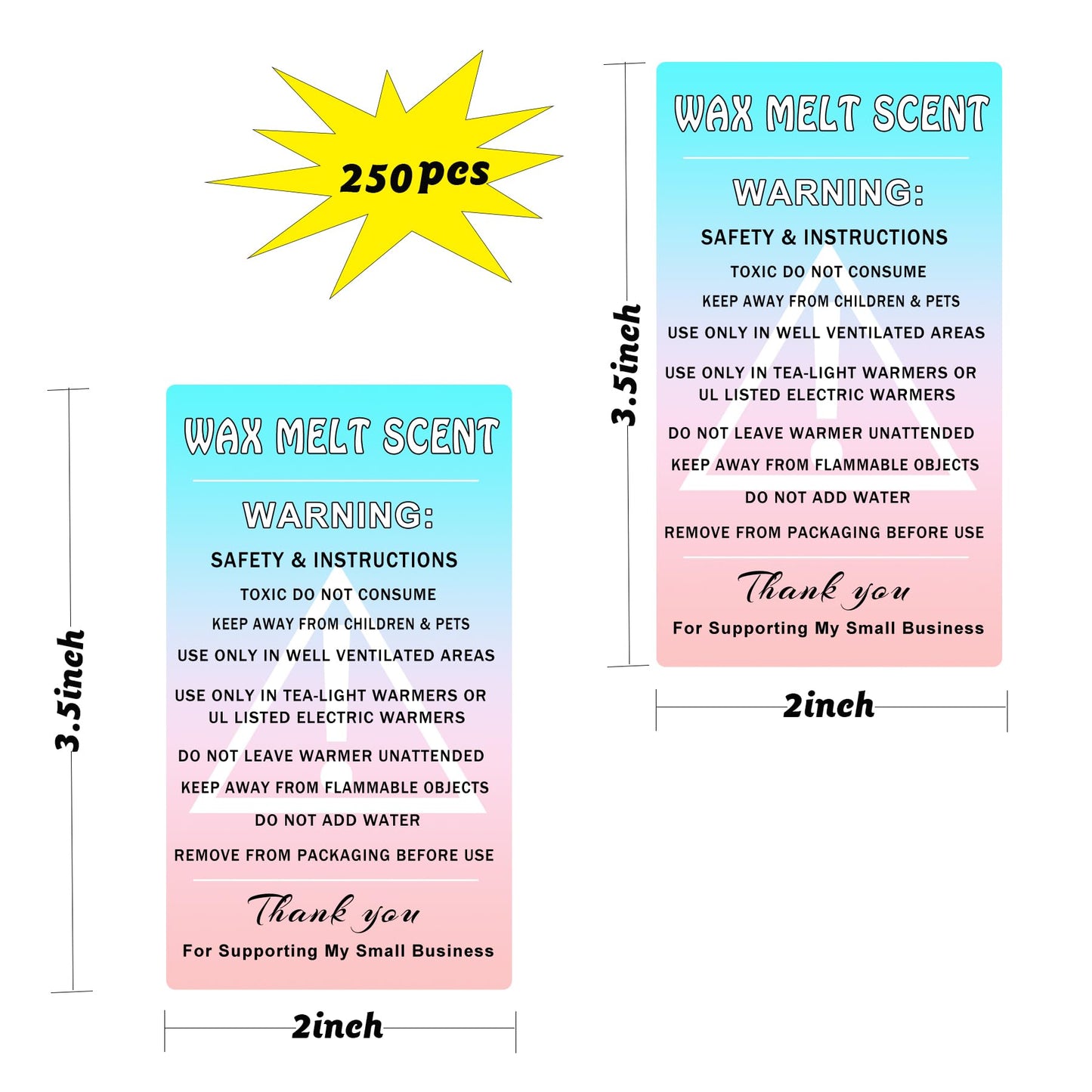 Wax Melt Scent Safety Instruction Stickers 2 x 3.5” Consultant Stickers Candle Jar Container Safety Labels for Soy Making Molds 200pcs