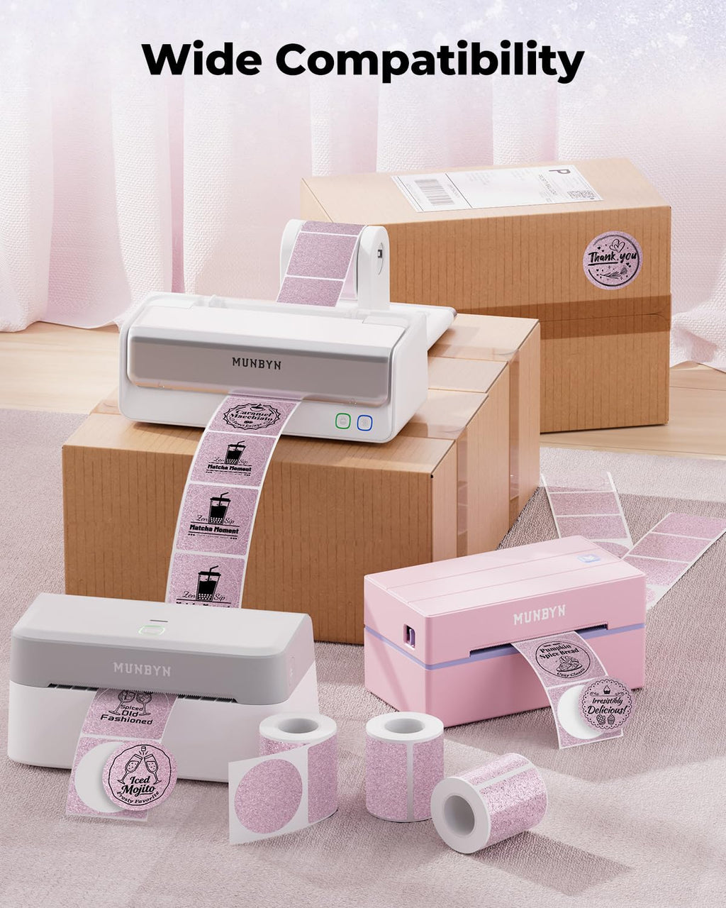 2" Glitter Thermal Labels 100 Labels/Roll+2" Holographic Round Thermal Labels 400 Labels/Roll