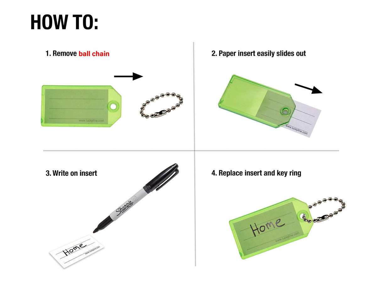 Lucky Line Key Tag w/Ball Chain Clear 100/box (2010010)