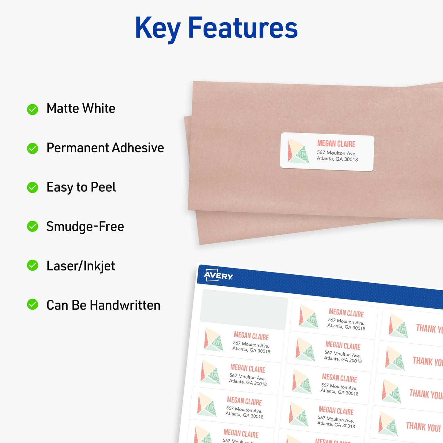 Avery Easy Peel Printable Address Labels with Sure Feed, 1" x 2-5/8" Customizable Stickers, White, 750 Blank Mailing Labels, Great for Mailing, Shipping, and More (8160) 750 labels