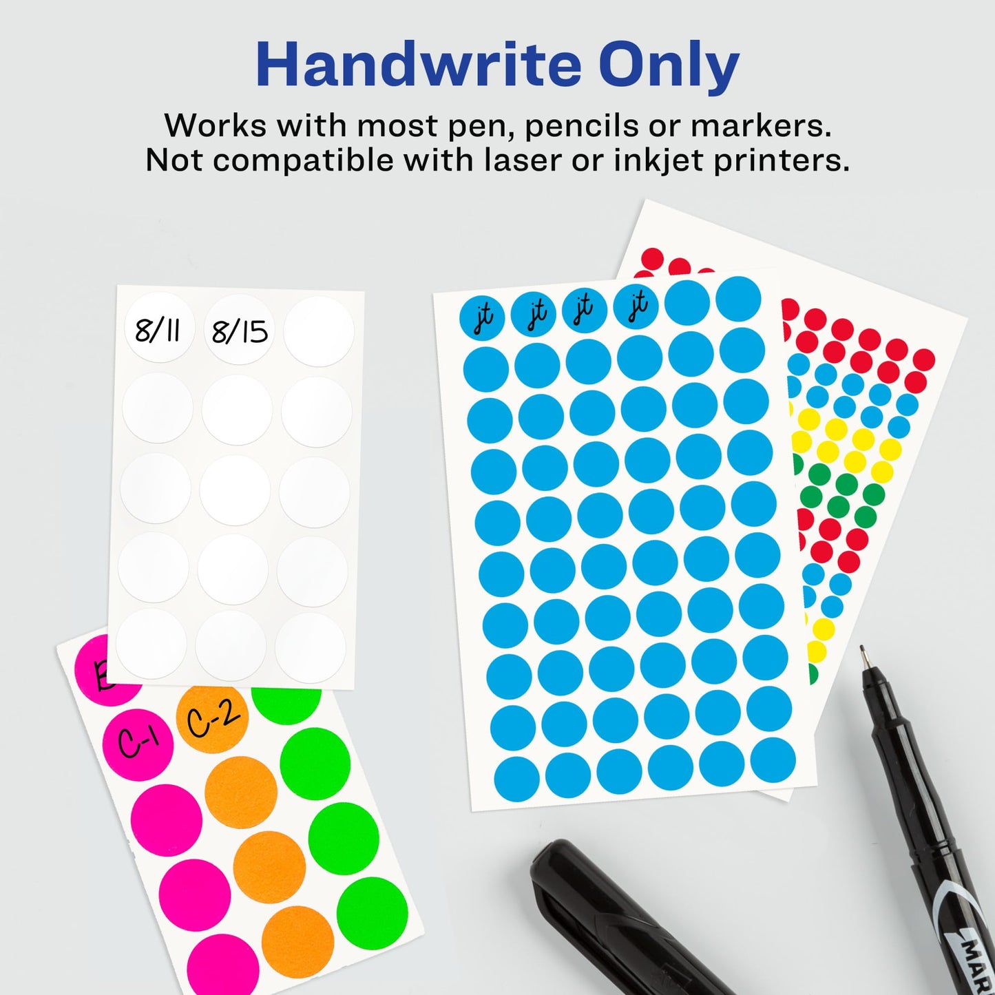 Avery Color-Coding Removable Labels, 3/4 Inch Round Labels, Black, Non-Printable, 1,008 Dot Stickers Total (5459)
