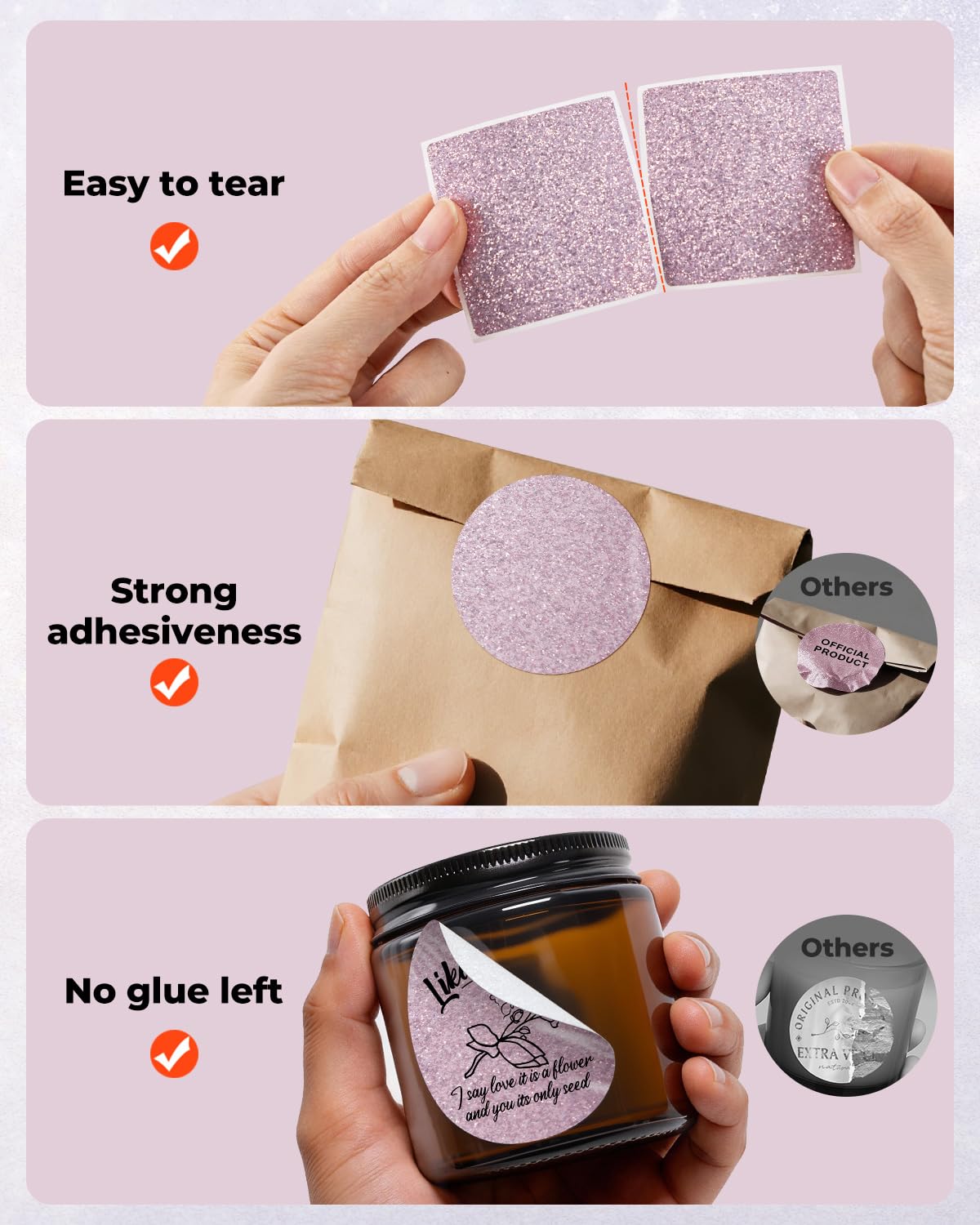 2" Glitter Thermal Labels 100 Labels/Roll+2" Holographic Round Thermal Labels 400 Labels/Roll