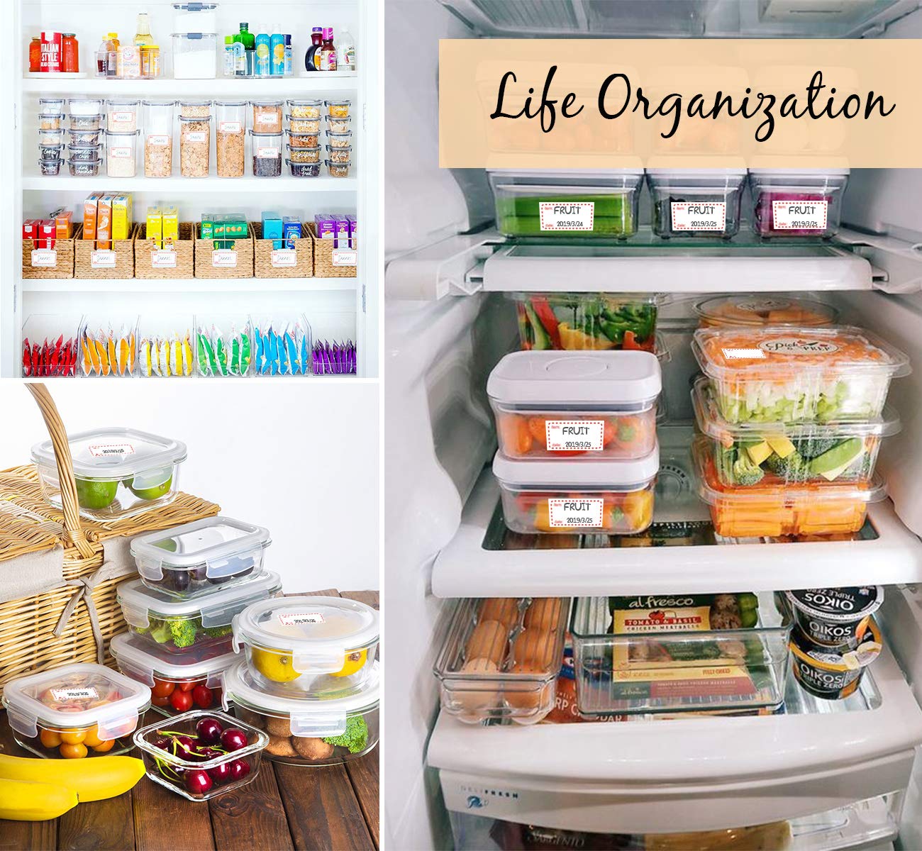 1000 Freezer Food Labels On Roll,Self-Adhesive Date Labels 1x2 Inch Removable Labels for Food Containers Storage,Food Containers Storage,Refrigerator,and Pantry Organization