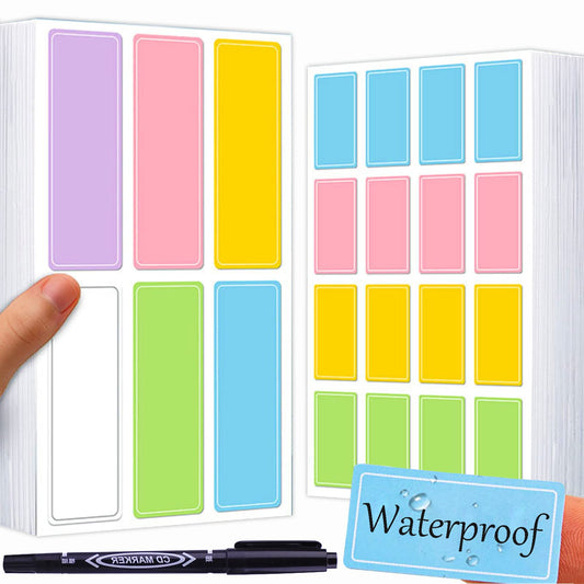 Color Waterproof Labels Stickers,560 Pcs with Pen,Removable, Assorted Colors Label Stickers,Labels for Storage Bins, Folder Labels,Bottle Labels,Food Labels,Jar Labels