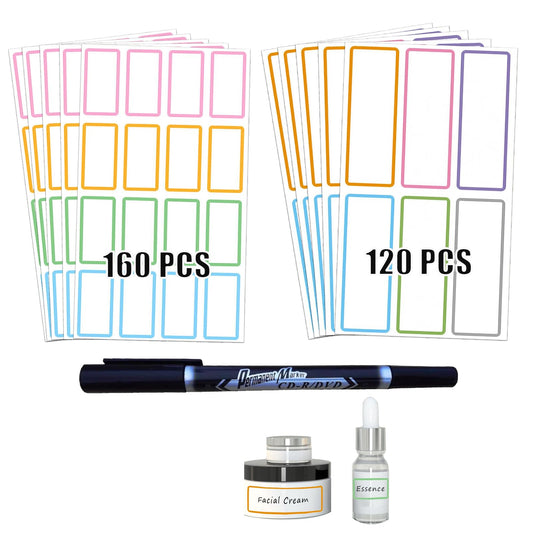 Waterproof Water Bottle Labels - 280PCS Name Labels Daycare Removable Label Stickers with Maker for Jars Food Containers Storage Bins (Clear - 280PCS) Clear - 280PCS