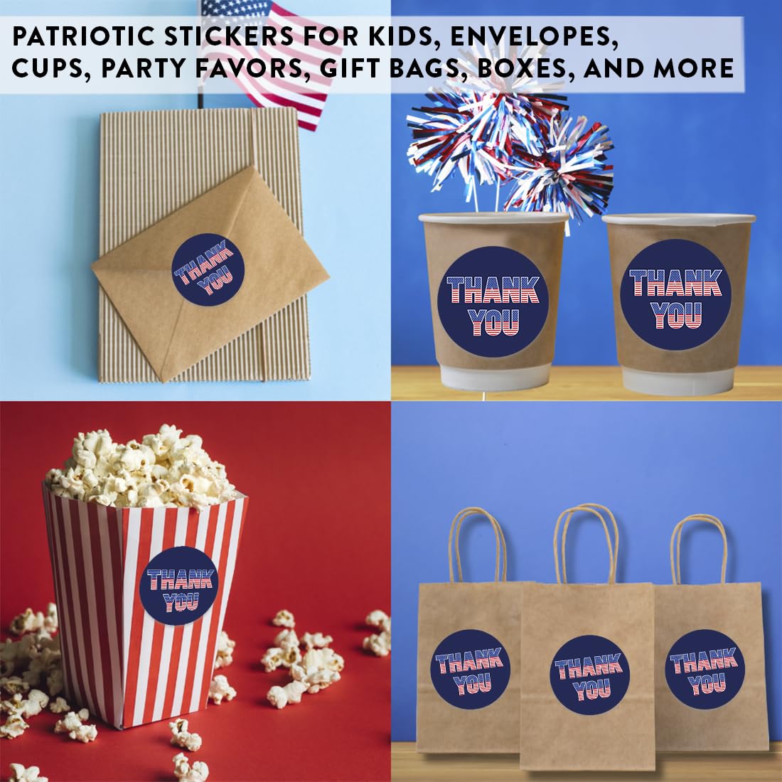 Andaz Press 40 Pack 4th of July Stickers, 2" Navy Blue Thank You American Flag Fourth of July Stickers, USA Patriotic Stickers 4th of July Party Favors Memorial Day Veterans Day Red Sticker
