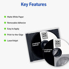Avery Printable CD Labels, Matte White, Removable Adhesive, Laser & Inkjet Printer Compatible, 50 Disc & 100 Spine Labels, Ideal for CDs, DVDs, PC Discs, Media Projects & More (5931) 0