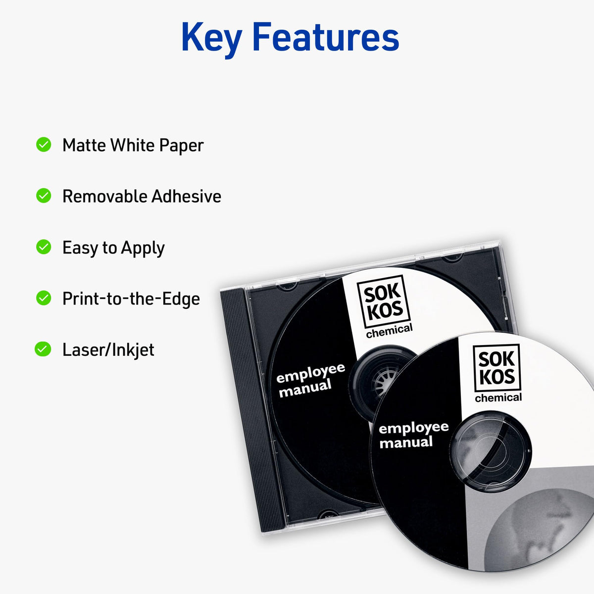 Avery Printable CD Labels, Matte White, Removable Adhesive, Laser & Inkjet Printer Compatible, 50 Disc & 100 Spine Labels, Ideal for CDs, DVDs, PC Discs, Media Projects & More (5931) 0