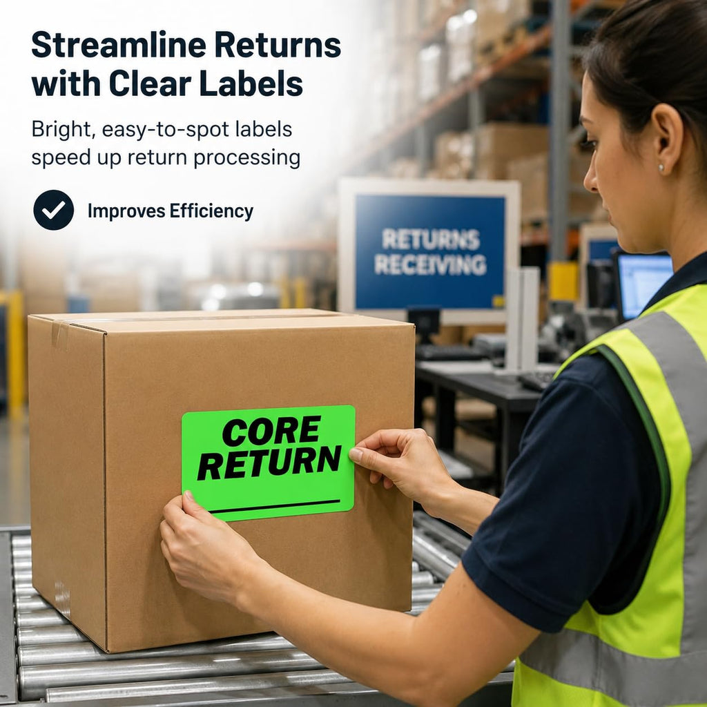500 Core Return OSHA Receiving Labels – 3"x5" Rectangle Warehouse Labels