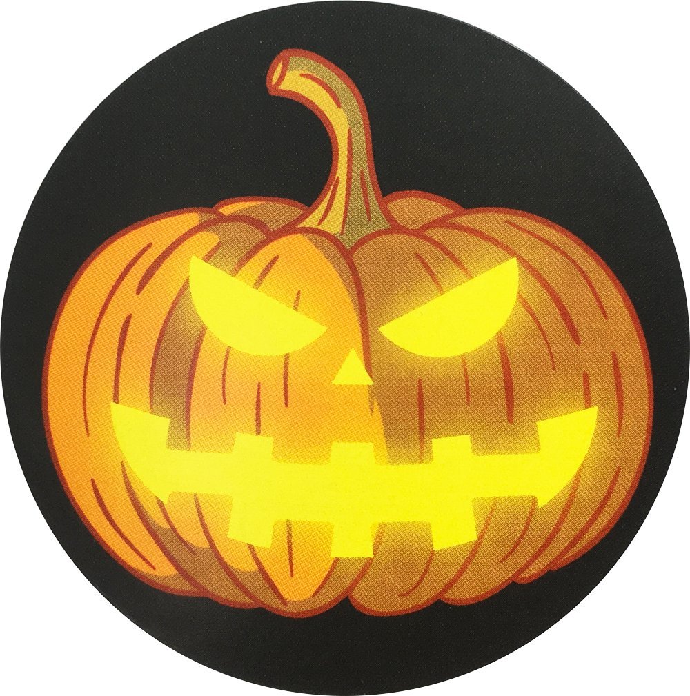 Halloween Pumpkin Stickers 2.5 Inch Round Circle Dots 4 Different Designs 100 Total Adhesive Stickers