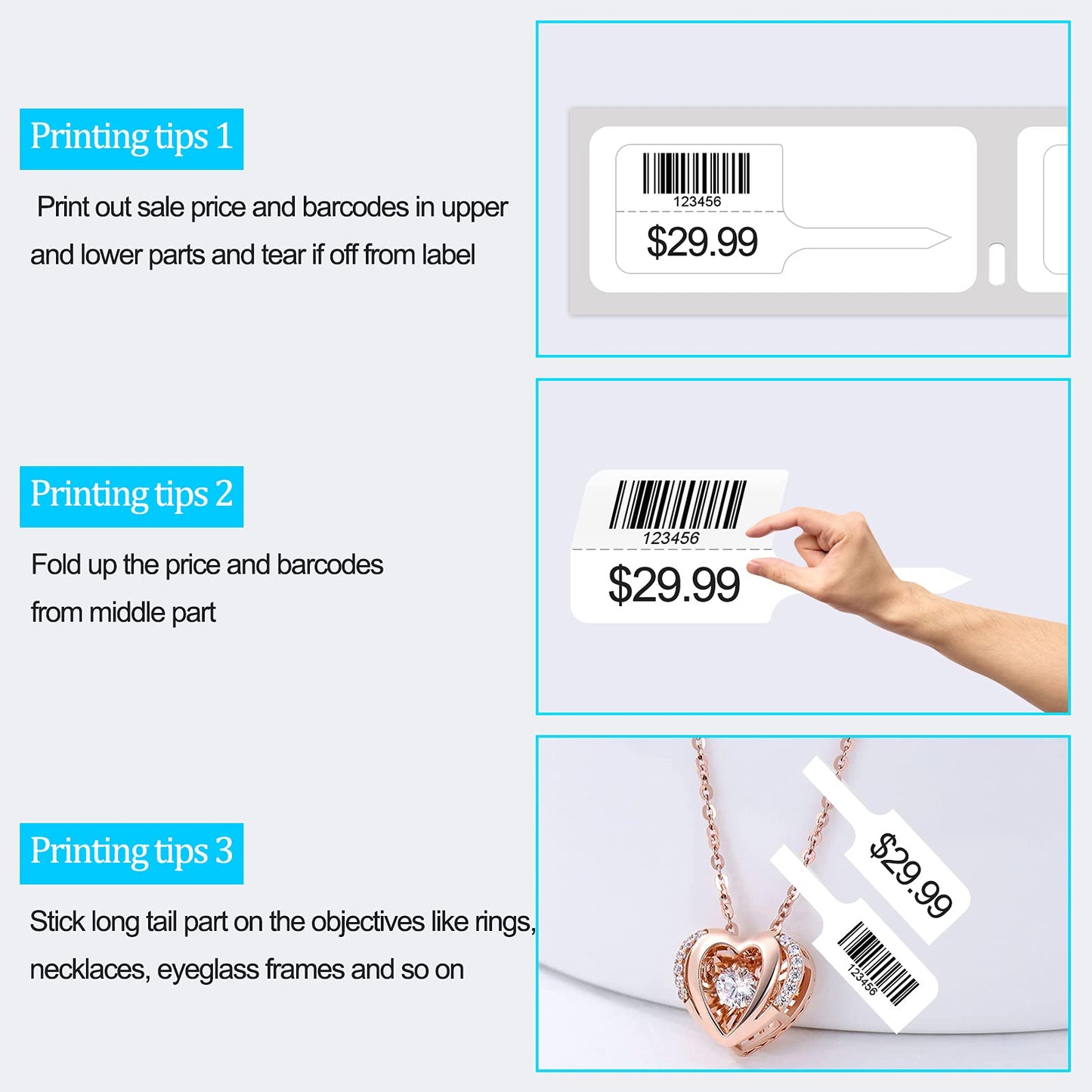 NineLeaf 5 Rolls Replacement 30373 7/8" x 15/16" Price tag Rat Tail Style Thermal Film Labels 400 Labels per Roll Compatible with Dymo 450 450 Turbo 4XL 400 Twin Turbo 450 Duo 450 Twin Turbo 4XL