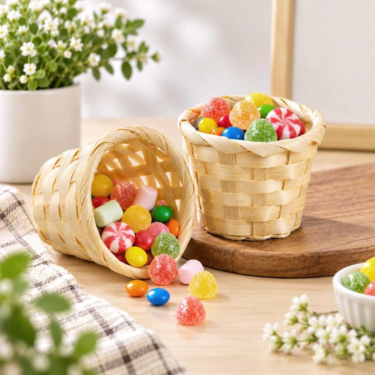 12 Pcs Mini Baskets for Crafts 2.4 x 3 Inch Basket Desktop Clutter
