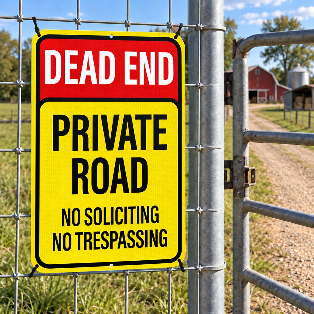 2 Pack Dead End Private Road Sign 18" × 12" Rust Free Aluminum