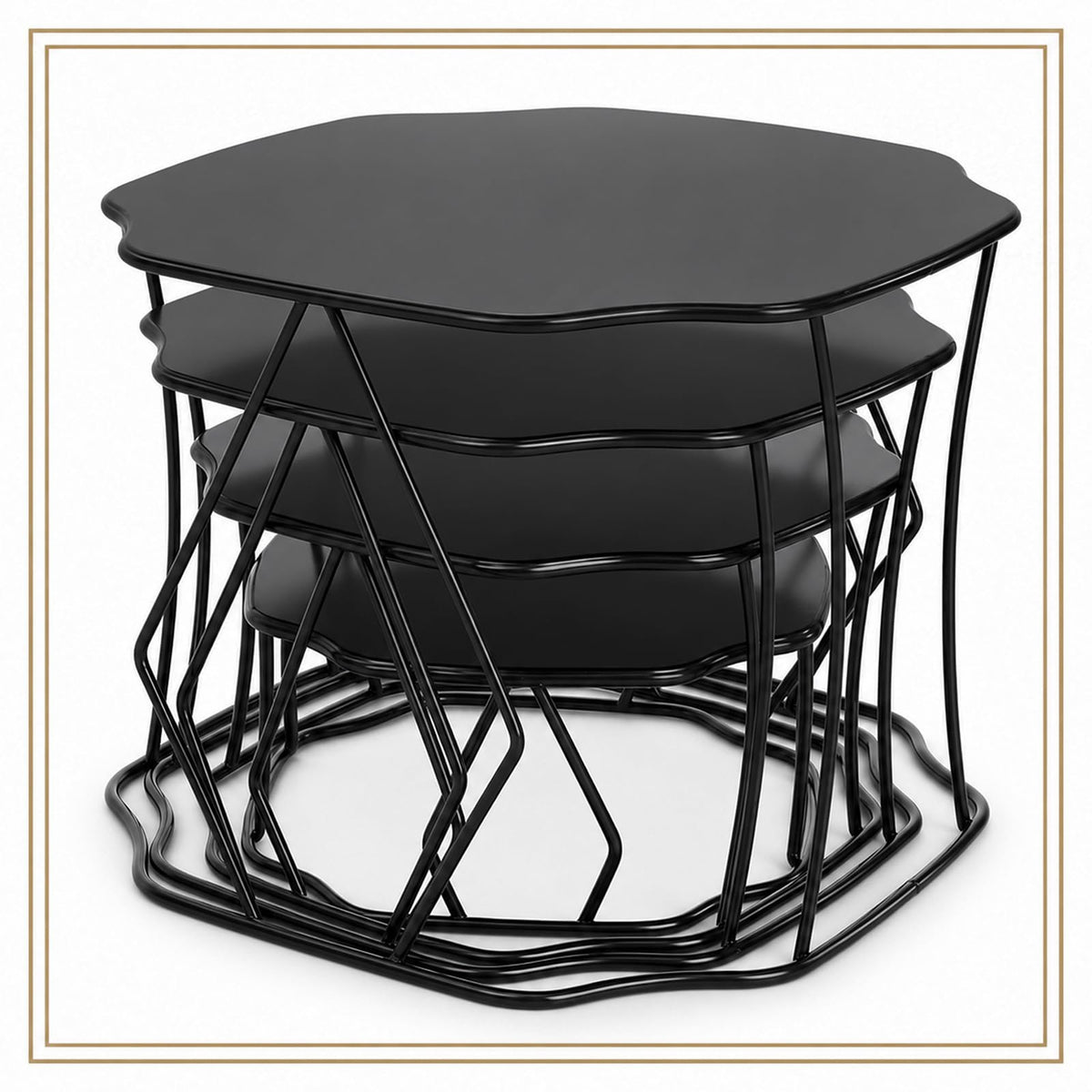 4 Pack Metal Food Display Risers, Pizza Stand with Nesting Design