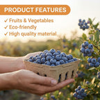 15 Pack Natural Pulp Fiber Berry Basket, Small Vented Produce Baskets