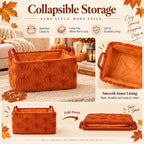 2 Pack Pumpkin Storage Baskets, 14x10'' Fall with Handles Orange-Pumpkin