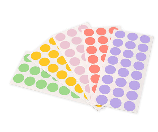1/2" Dot Labels, Assorted Pastel Soft Colors Kit (5 Colors) | Permanent Adhesive — 1,200 Color-Code Dots/Pack Assorted Pastel Colors:lavender, Salmon, Pink, Goldenrod, Lime