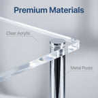 Acrylic Display Risers Clear Rectangular Stands with Metal Support Posts for Cake Stand Styling Countertop Tiered Organizer Small Size Transparent One Piece