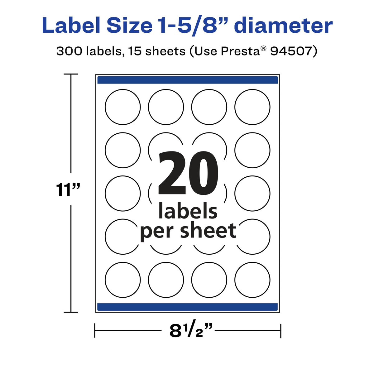 Avery Matte White Removable Round Labels, Sure Feed Technology, Print-to-The-Edge, 1-5/8" Diameter, 300 Removable Labels, Laser/Inkjet Printable 300 labels