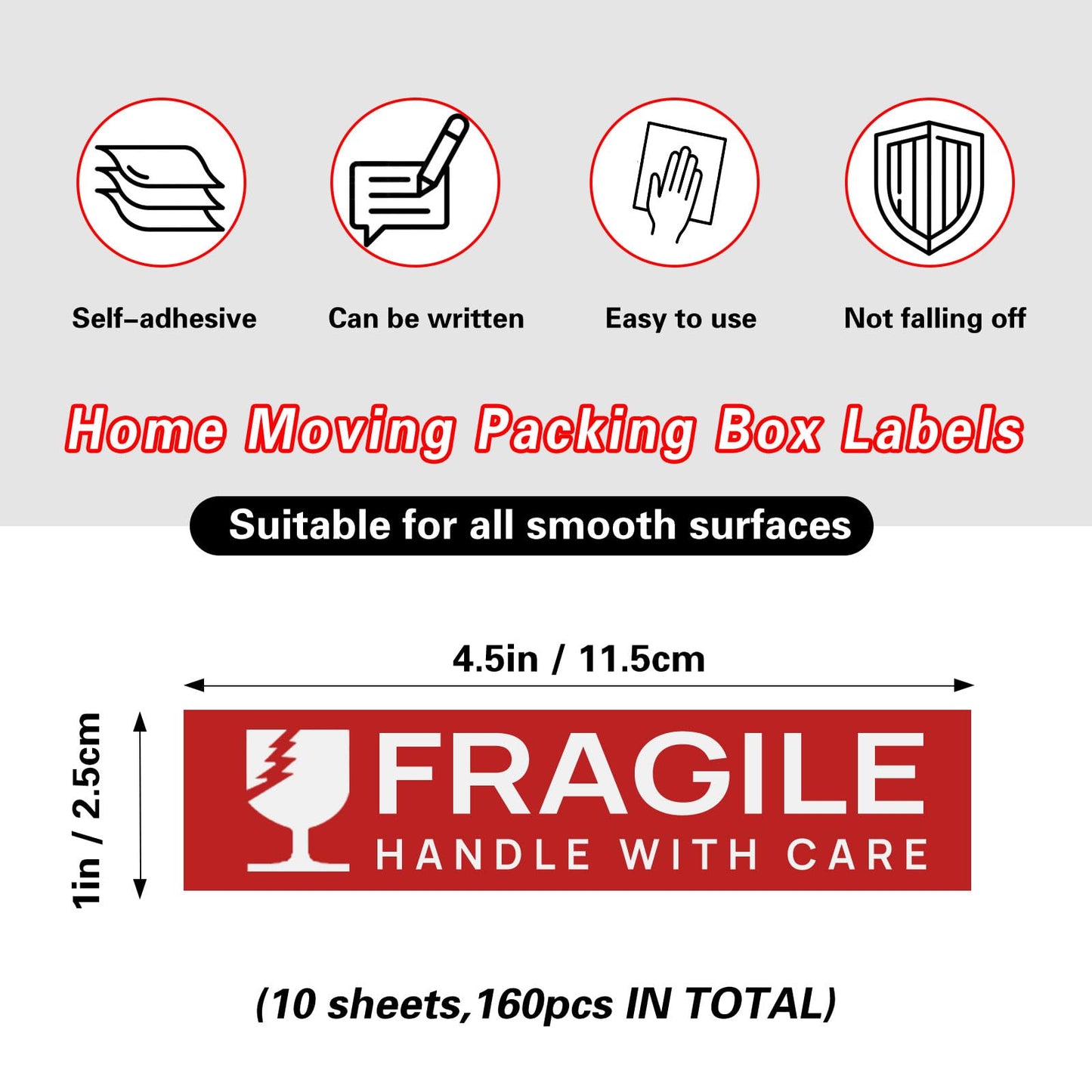 160PCS Color Coded Moving Labels, Packing Stickers for Boxes, Home Moving Helper (1" x 4.5")