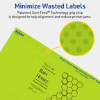 Avery Printable Rectangle Labels, Sure Feed Technology, 2-1/2" x 4", Bright Green Labels, Print-to-The-Edge, Laser/Inkjet Printable, 60 Total, Great for Candles and Ingredients 60 labels