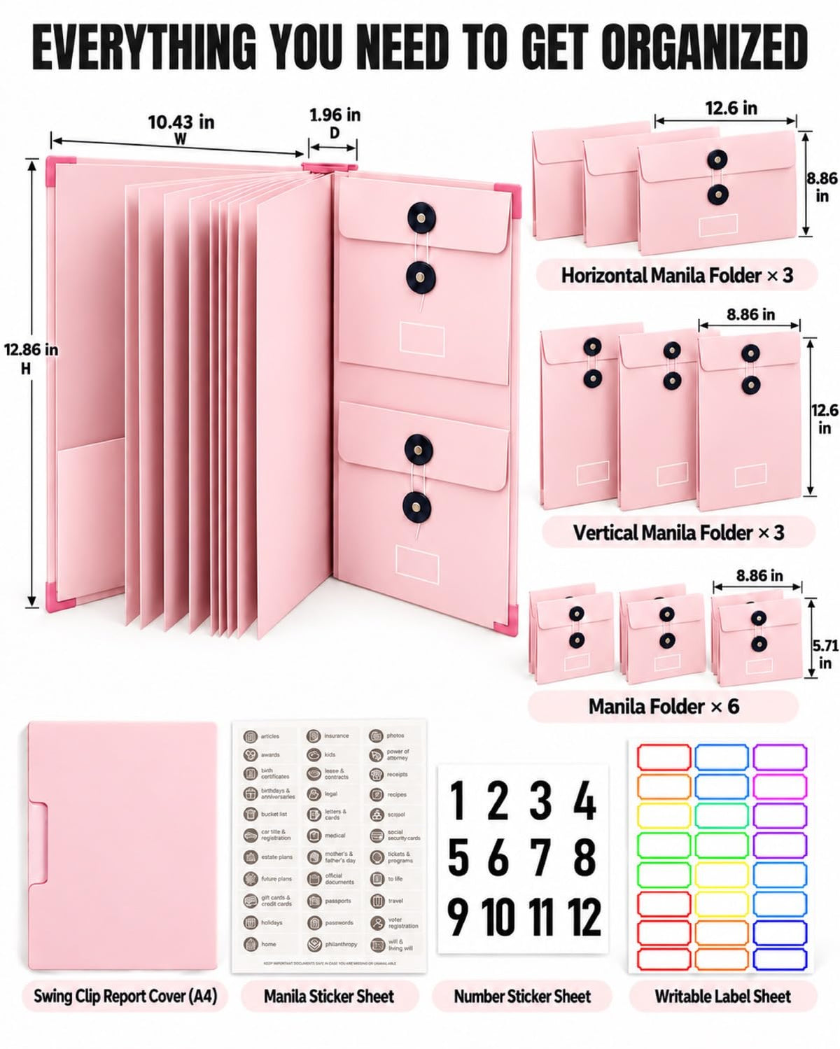 Important Document Organizer, Extra-Thick in Case I Die Binder with Labels Pink