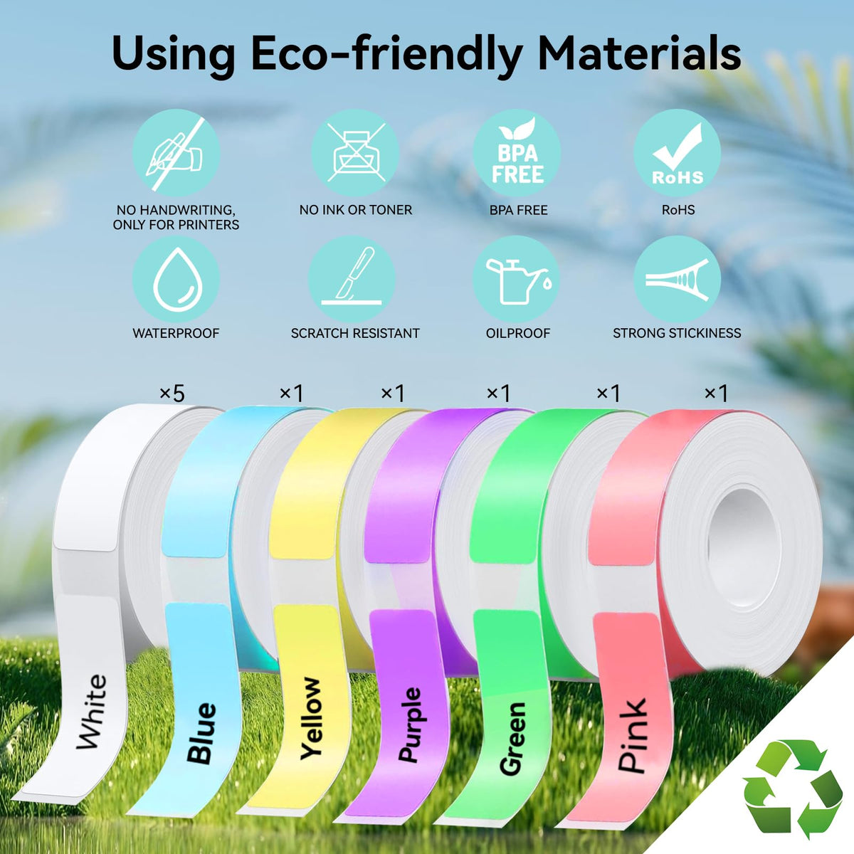 eebbl D30 P15 HP4 Label Maker Tape, 12mmx40mm(0.47"x1.57") School Hotel Office Label Tape， Thermal Label easy to remove, No residue, Waterproof, air-proof, and Scratch-resistant. Avoid Direct Sunlight
