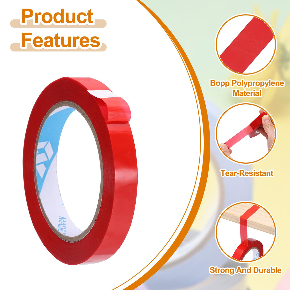 MECCANIXITY Poly Bag Sealing Tape, 9/16" x 100 Yard Plastic Bag Sealer Tape Packaging Sealing for Shops Packaging Food Vegetable Meat Cake Bread Freezer Ice, Dark Red 9/16" 1