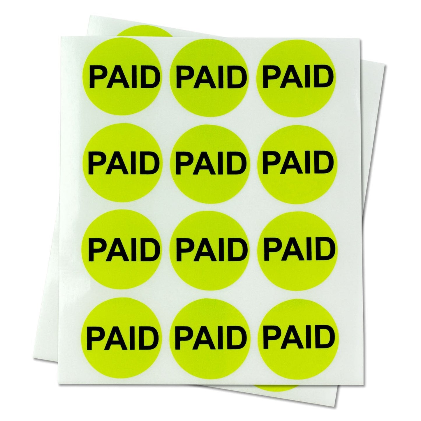 Paid Pricing Labels (1 inch, Lime Green - 300 Labels) Circle Dot Paid Stickers for Retail Store Sales, Yard Sale & Garage Sale Stickers - Pressure Sensitive