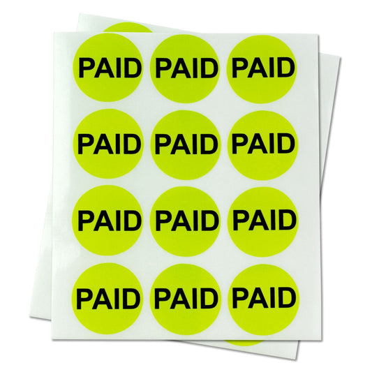 Paid Pricing Labels (1 inch, Lime Green - 300 Labels) Circle Dot Paid Stickers for Retail Store Sales, Yard Sale & Garage Sale Stickers - Pressure Sensitive