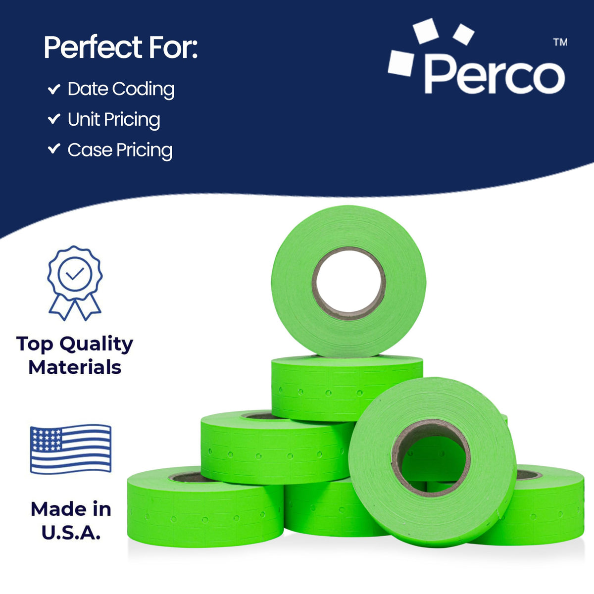 Perco 1 Line Price Gun Labels - Fluorescent Green, 8000 Count 1 Sleeve