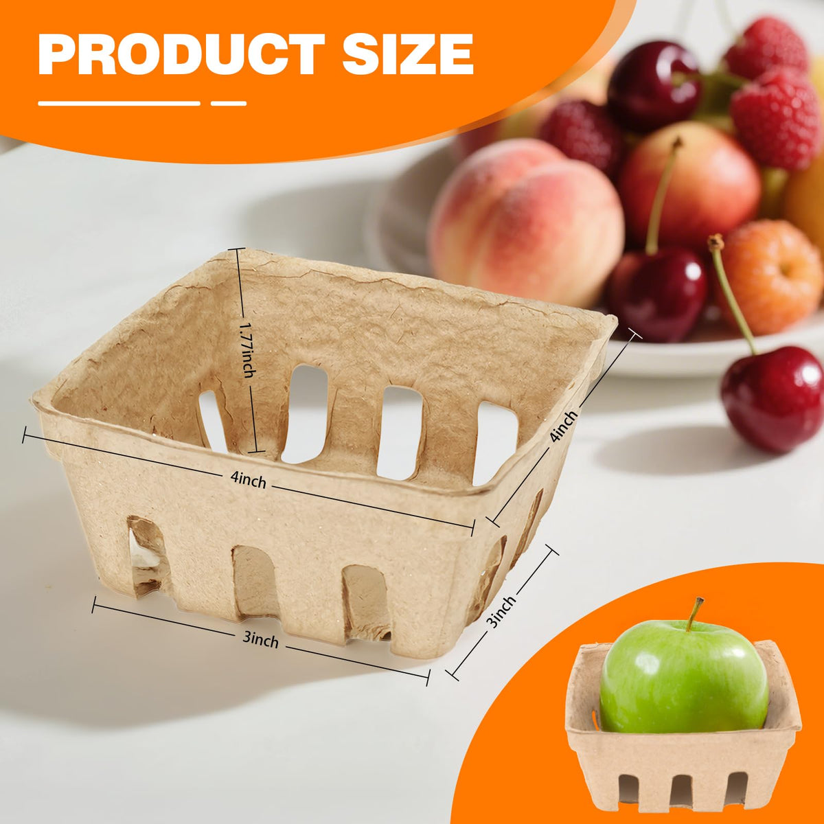 50 Pack Mini Natural Pulp Fiber Berry Basket