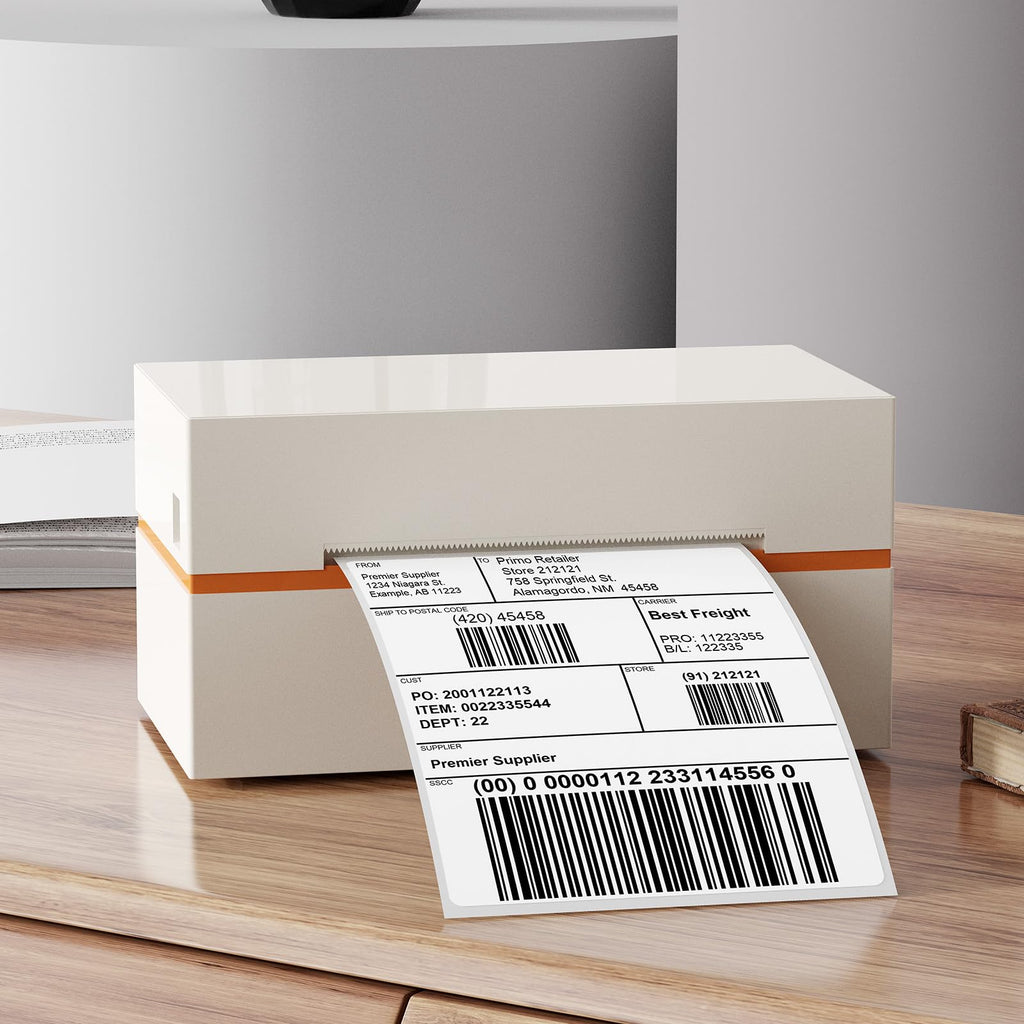 White Thermal Labels 4 × 6 Inch Waterproof Vinyl Stickers 250 PCS White