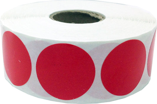 Red Color Coding Labels for Organizing Inventory 1 Inch Round Circle Dots 500 Total Adhesive Stickers On A Roll Red