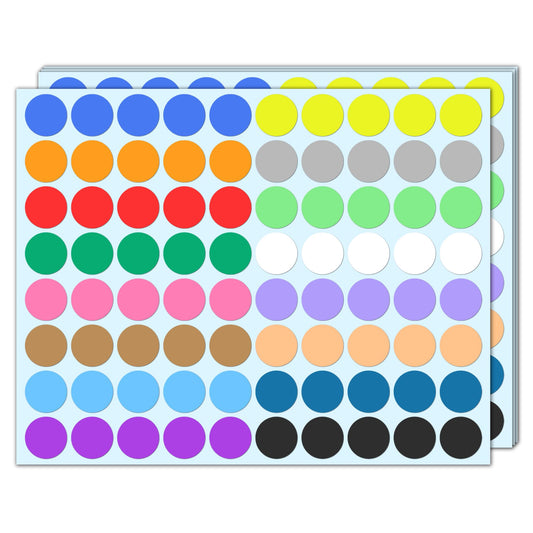 2000 Pieces, 1 inch - Colored Dot Circle Stickers, Garage Yard Sale Price Labels, Color Coding Round Sticker Dots - 16 Assorted Colors